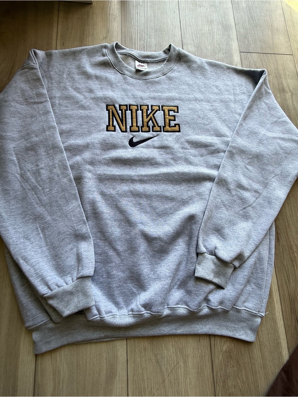 Reworked Nike Gray Crewneck Sweatshirt with Embroidered Logo